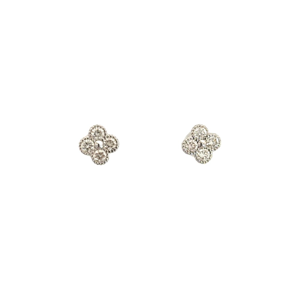D0.34CT 14KW MINI FLOWER EARRINGS - C'SANTOS