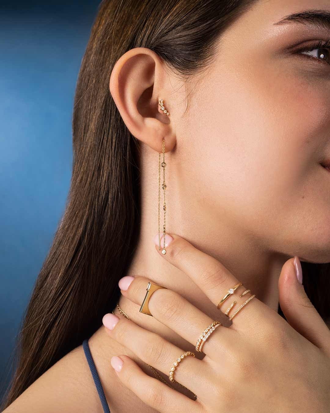 D0.35 14KY DROP CHAIN EARRING - C'SANTOS