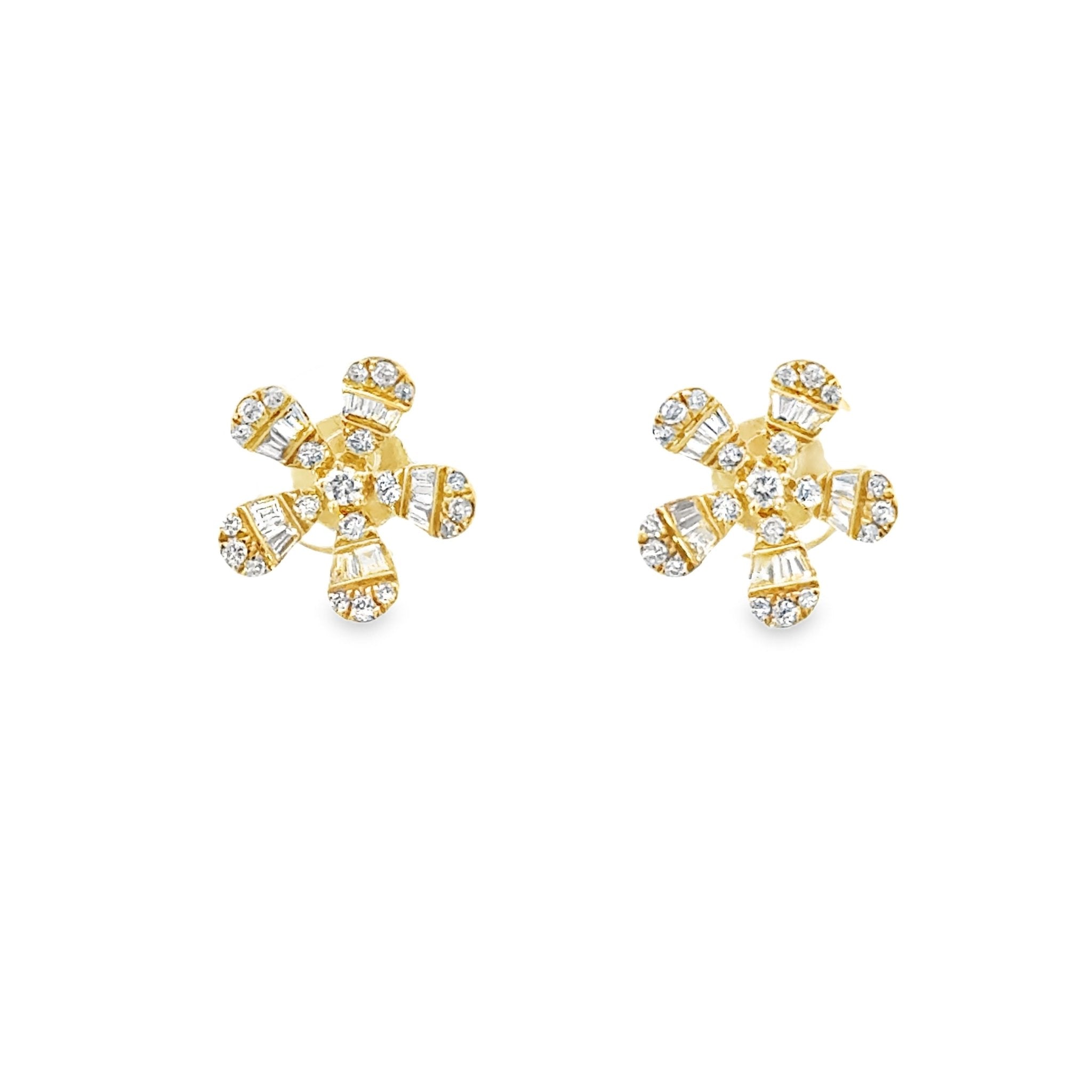 D0.37CT 14KY FLOWER 5 PETALS EARRINGS - C'SANTOS