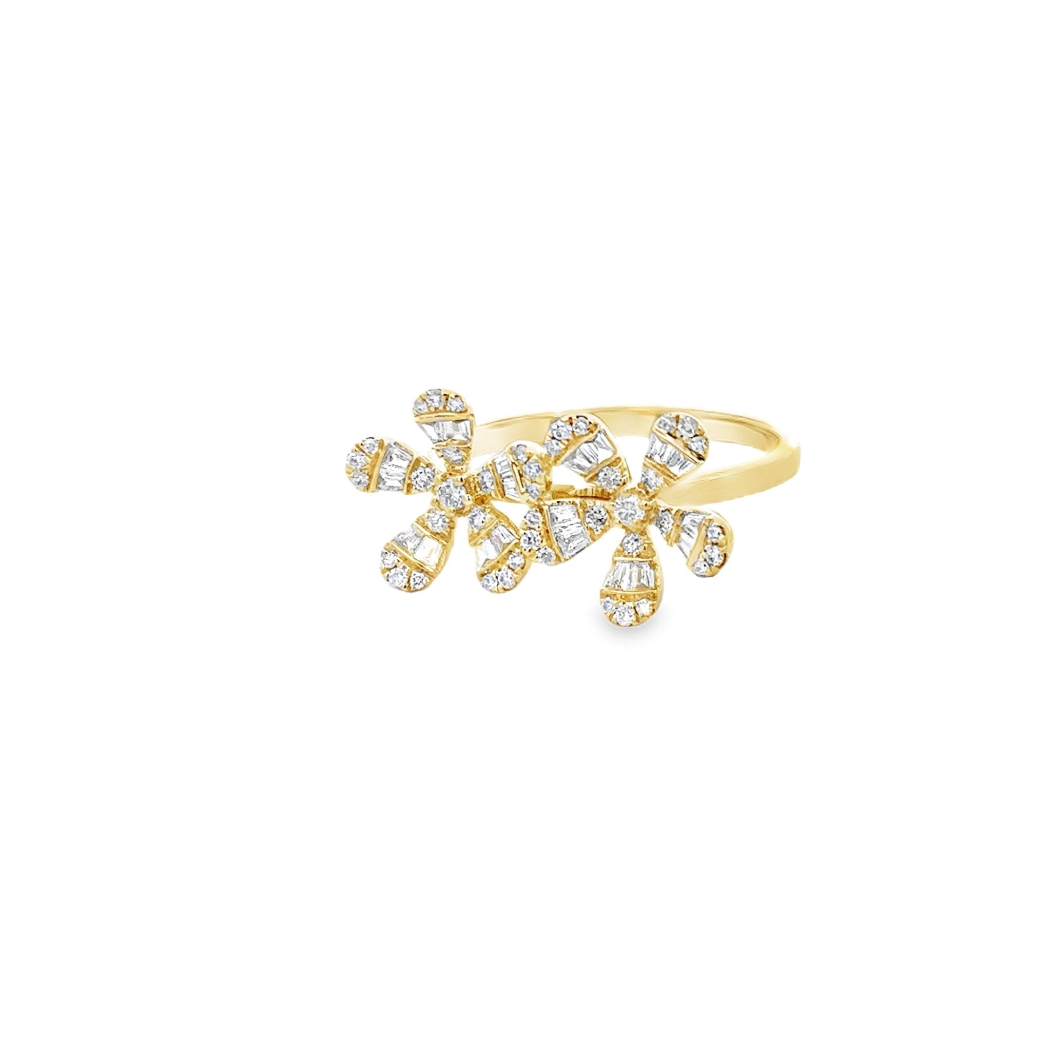 D0.41CT 14KY FLOWER 5 PETALS RING T6.5 - C'SANTOS