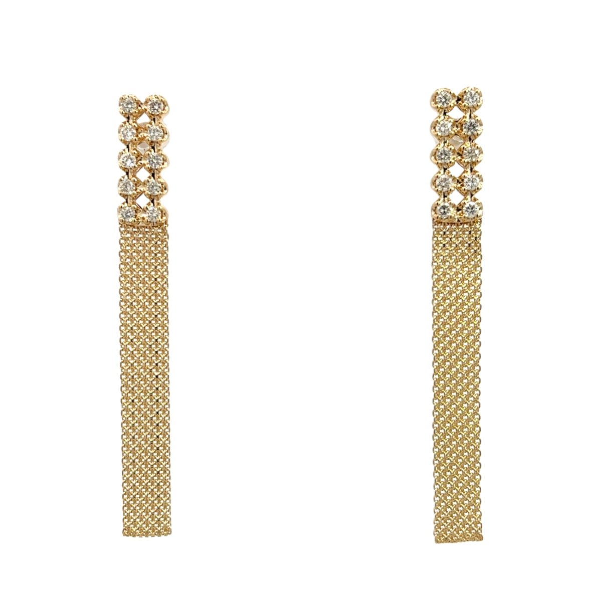 D0.43CT 14KY TWO BAR WITH CHAIN EARRINGS - C'SANTOS