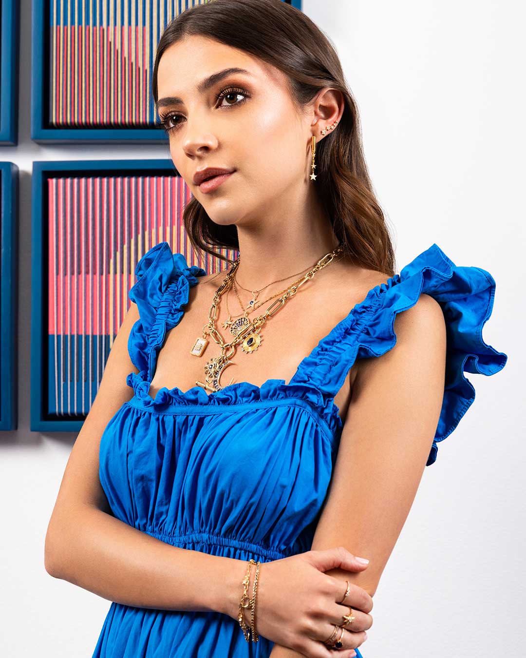 D0.47CT 14KY SUN STAR PAVE CHARM BS0.61CT - C'SANTOS