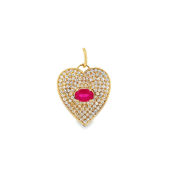 D0.54CT 14KY HEART PAVE AND RUBY CHARM RB0.60CT - C'SANTOS