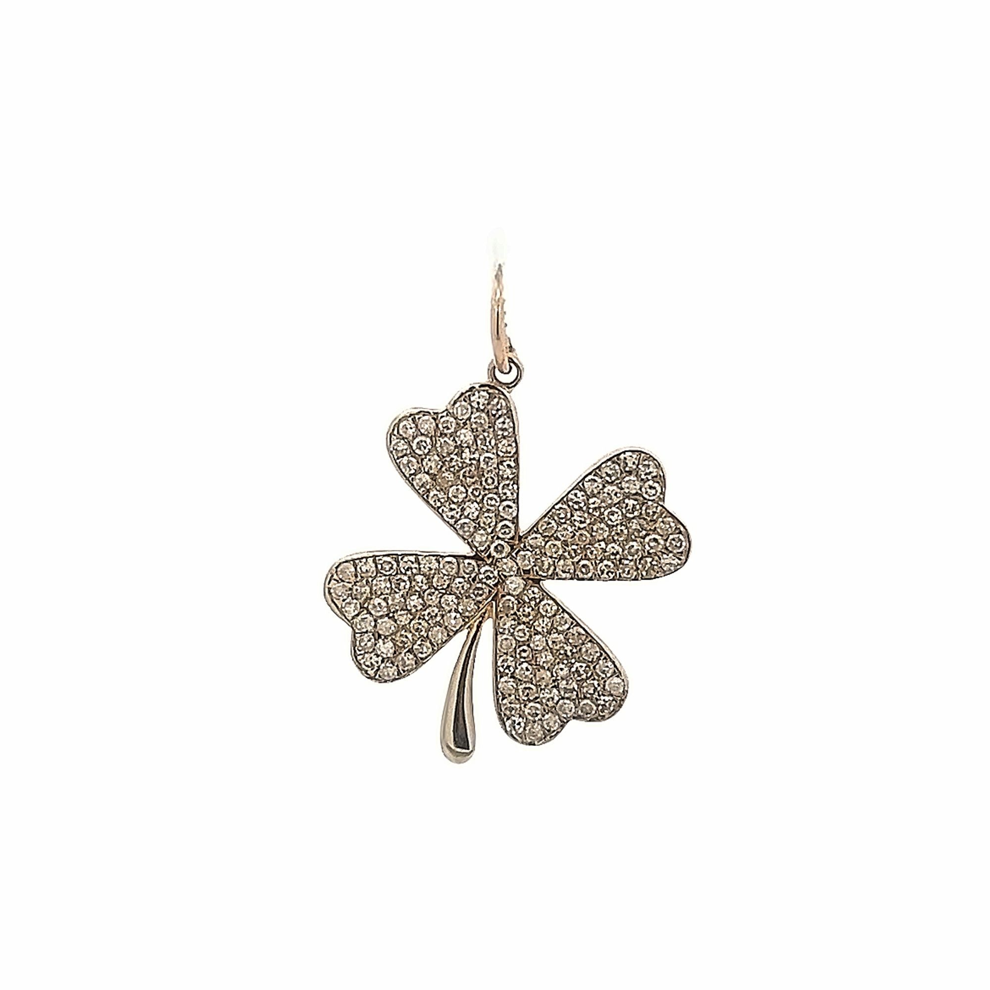 D0.62CT 14KY CLOVER PAVE PENDANT - C'SANTOS