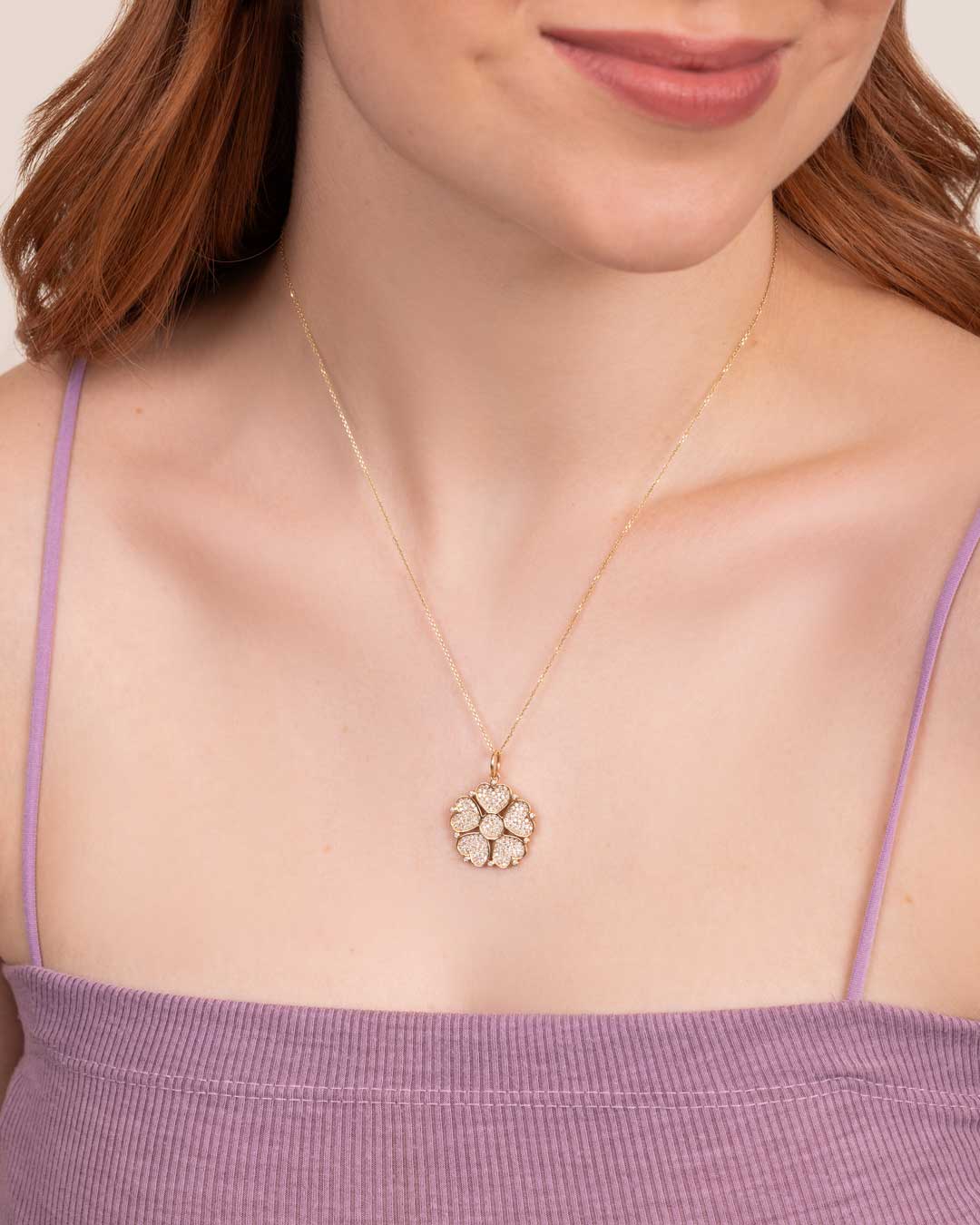 D0.76CT 14KY FLOWER DIAMOND CHARM - C'SANTOS
