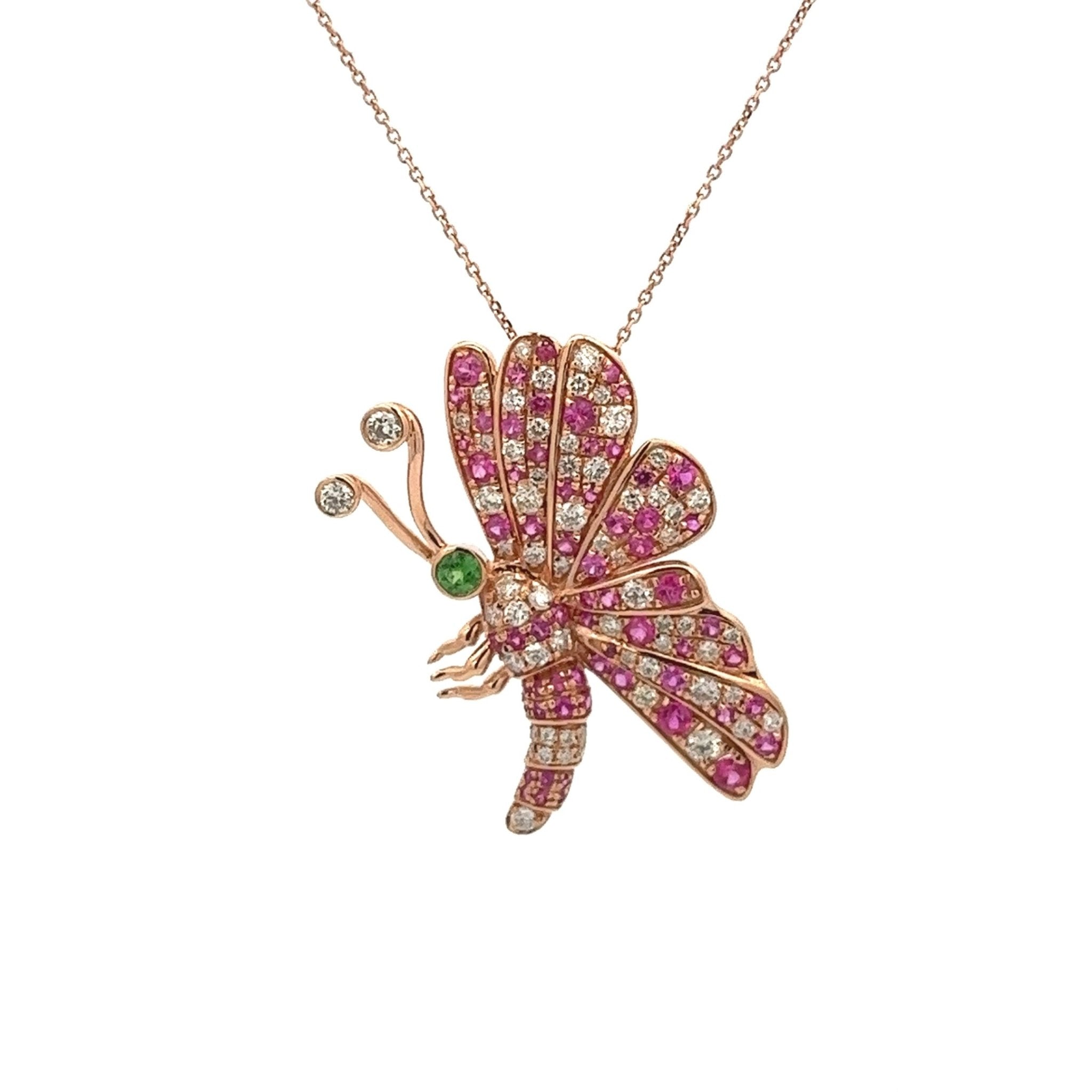 D0.78 18KR RUBY 0.86CT TSAVORITE 0.07CT BUTTERFLY PENDANT - C'SANTOS