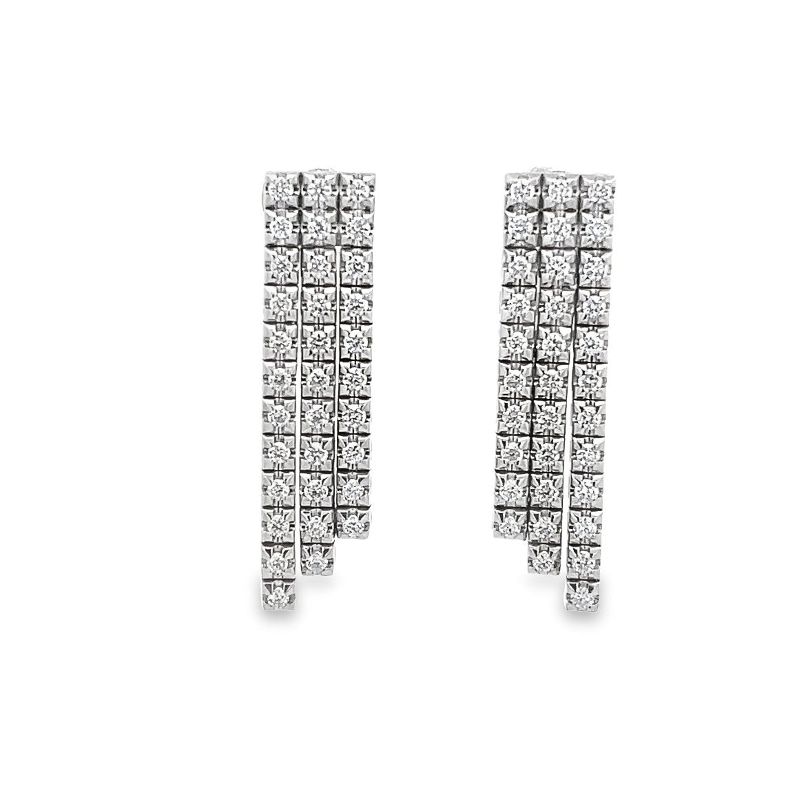 D1.12CT 14KW THREE BARD EARRING - C'SANTOS