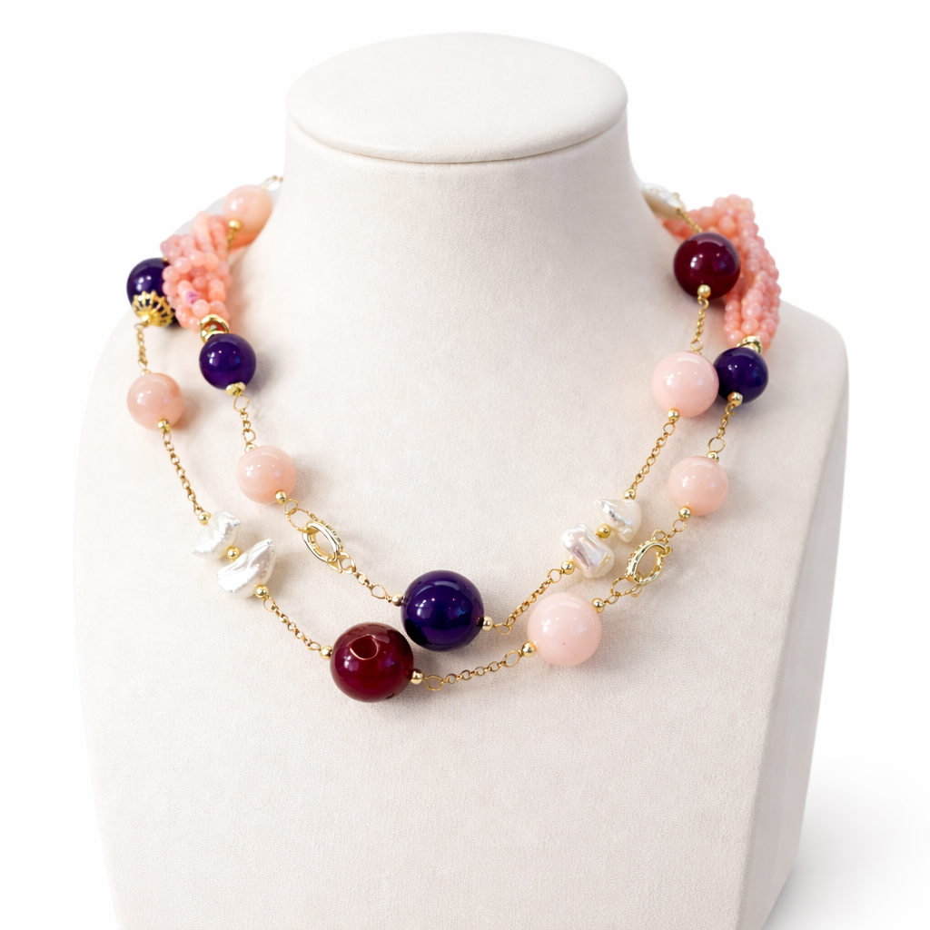 925YG ZIRC AGATA AMETISTA GIADA NECKLACE