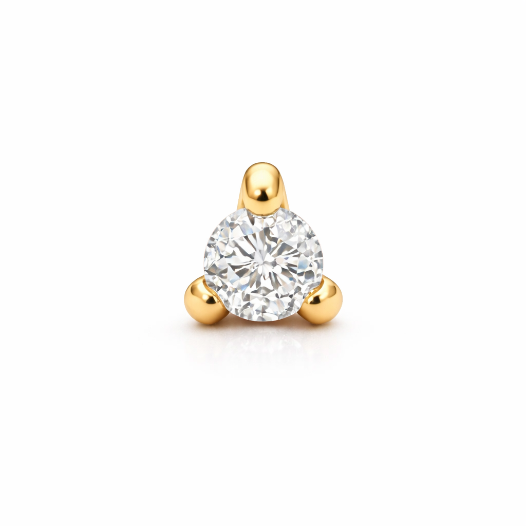 Piercing Solitario de Diamante en Oro Amarillo de 14K