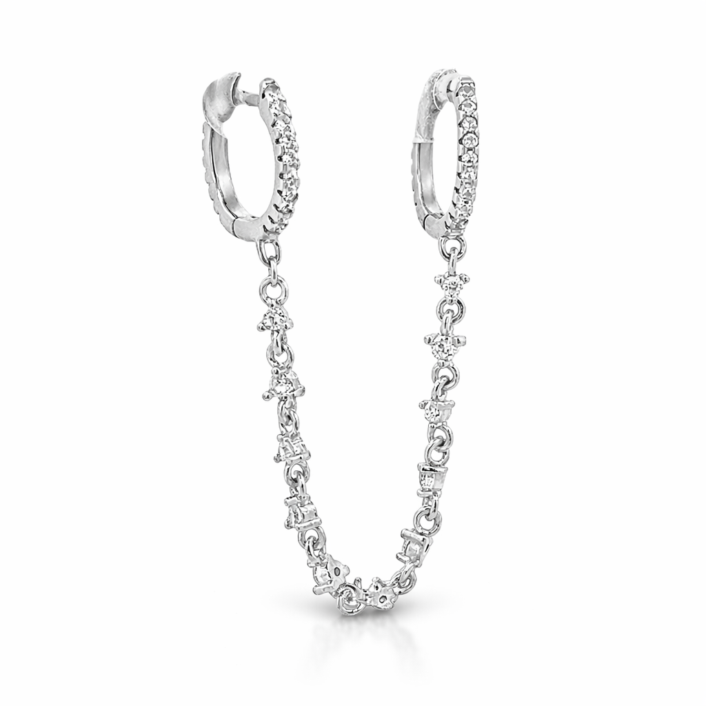 925SL CHAIN CZ DOUBLE HOOP PIERCING