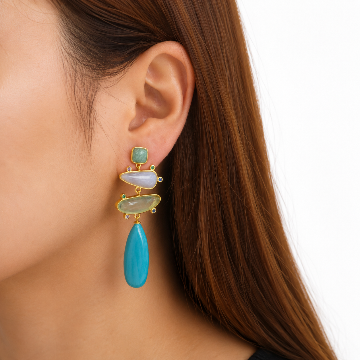 Aretes Colgantes en Plata 925 con Turquesa