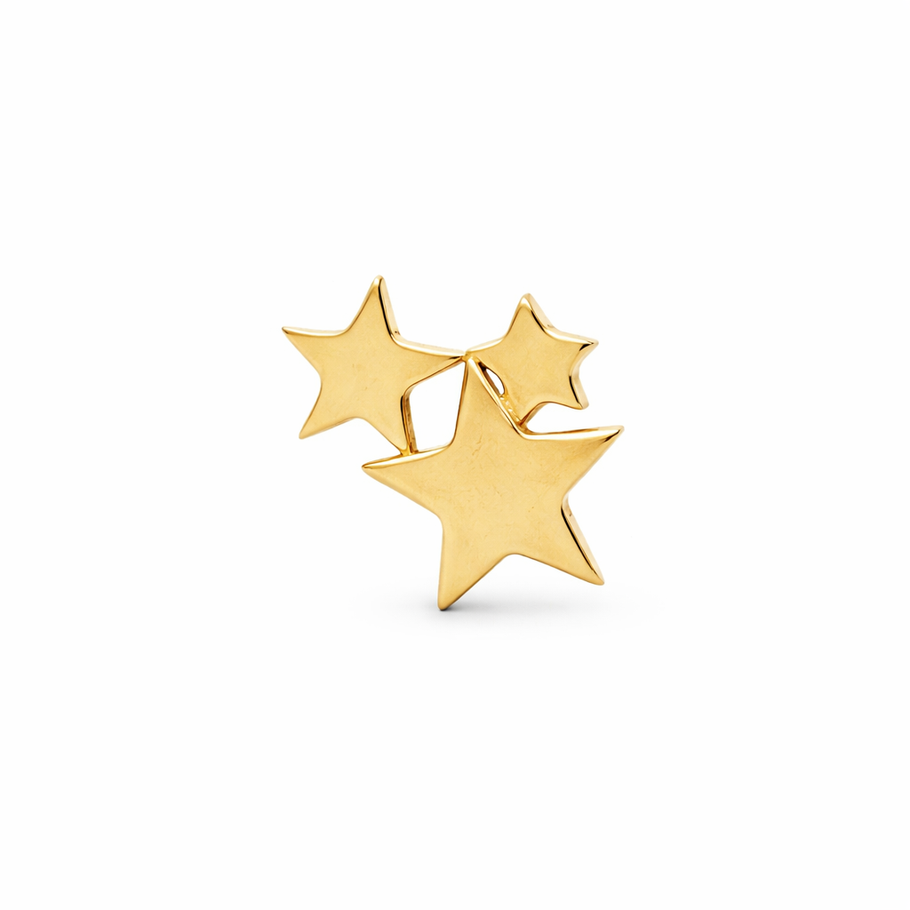 Piercing de Oro 14K con Tres Estrellas