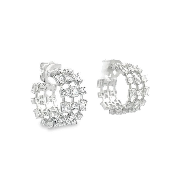 EARRING SILVER CENTER WHITE CZ RP - C'SANTOS