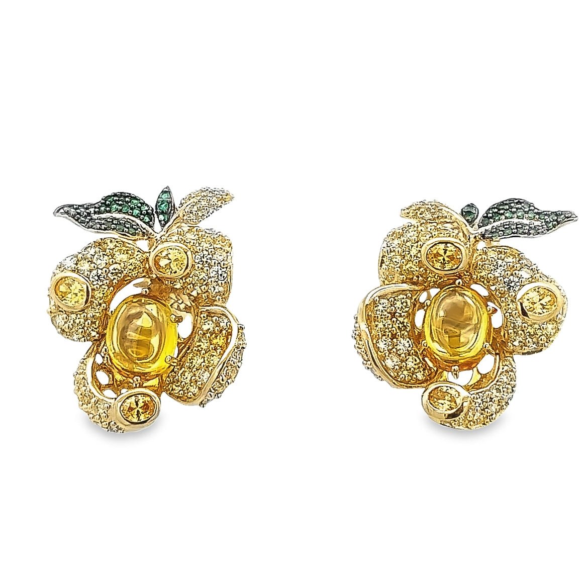 EARRING SILVER CENTER YELLOW GREEN NANO - C'SANTOS