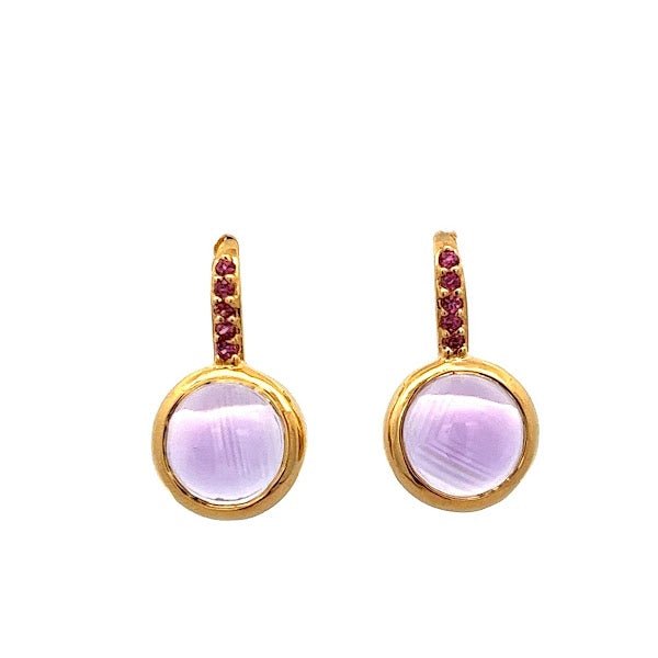 EARRINGS CABOUCHON ROUND AMETHYST BRAZILIAN - C'SANTOS