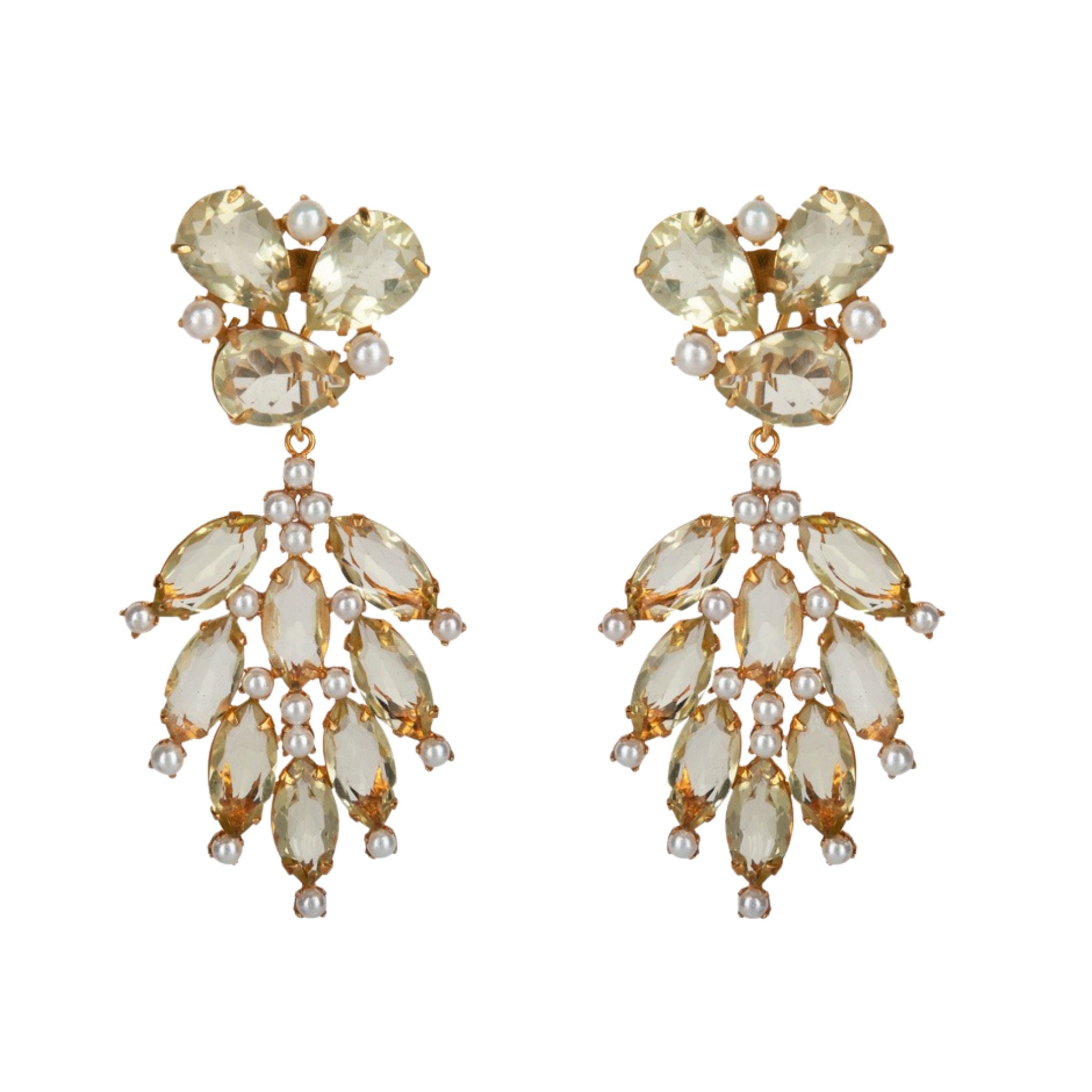 EARRINGS LEMON QUARTZ PEARLS 3X1 - C'SANTOS
