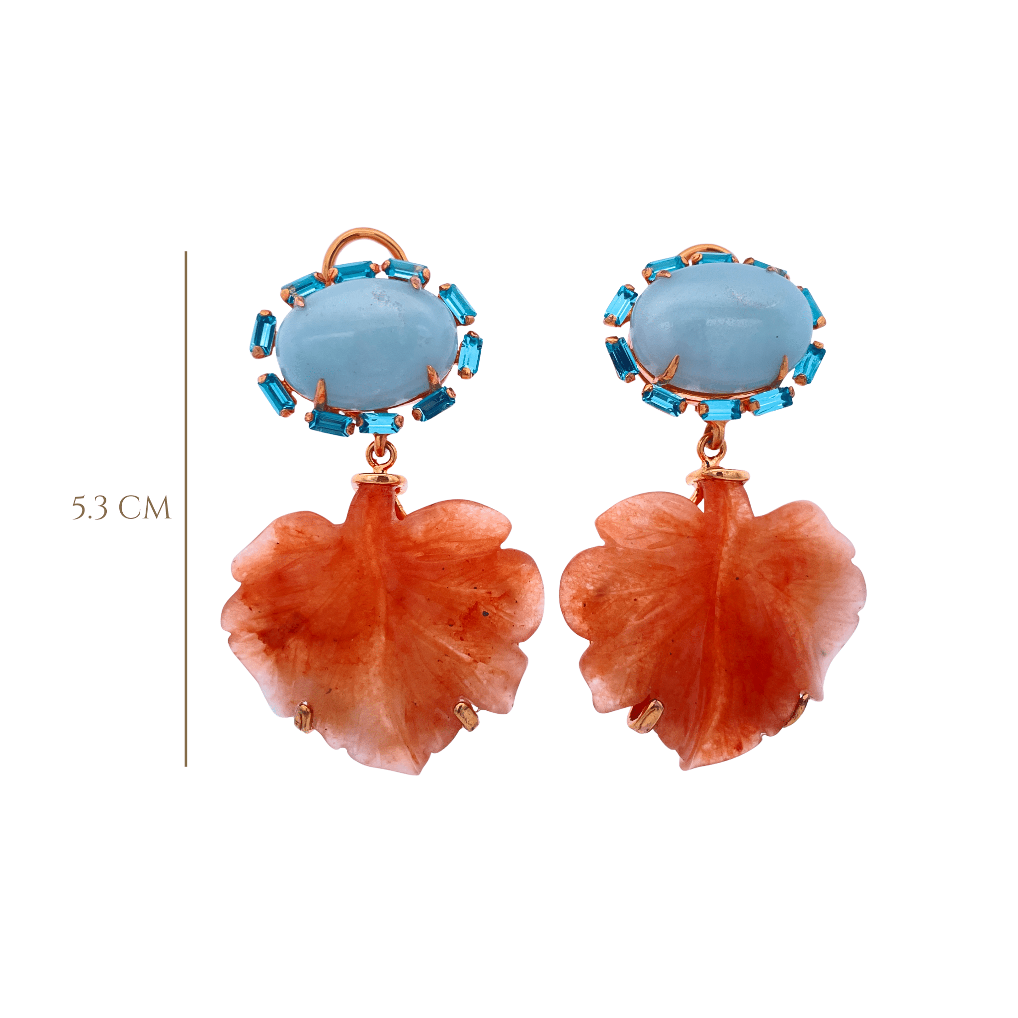EARRINNGS AMAZONITE & RED AVENTURINE LEAF DROP - C'SANTOS