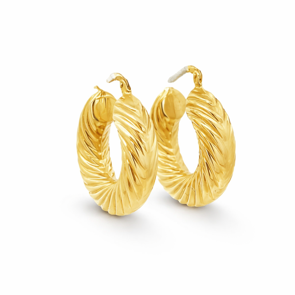 14KY CHUNKY TWISTED HOOP EARRINGS