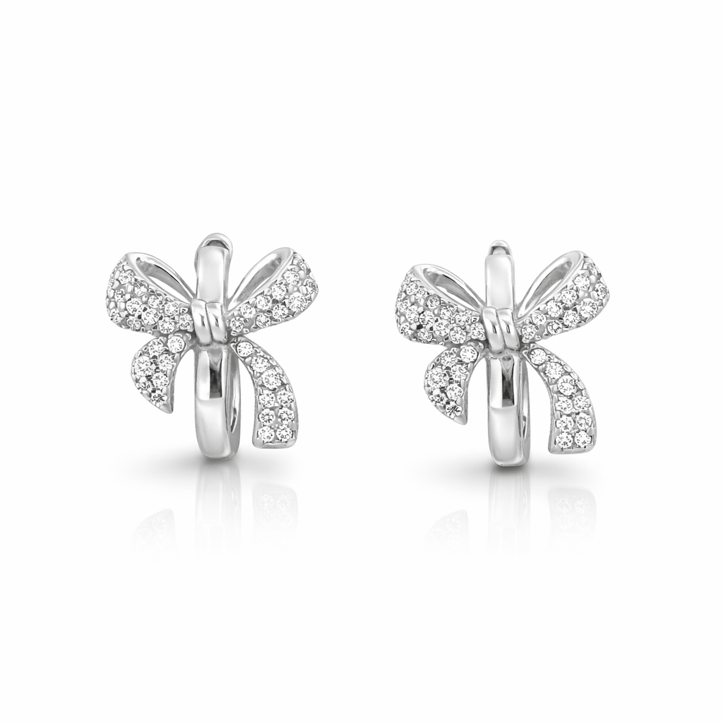 925SL BOWKNOT WHITE CZ HUGGIES