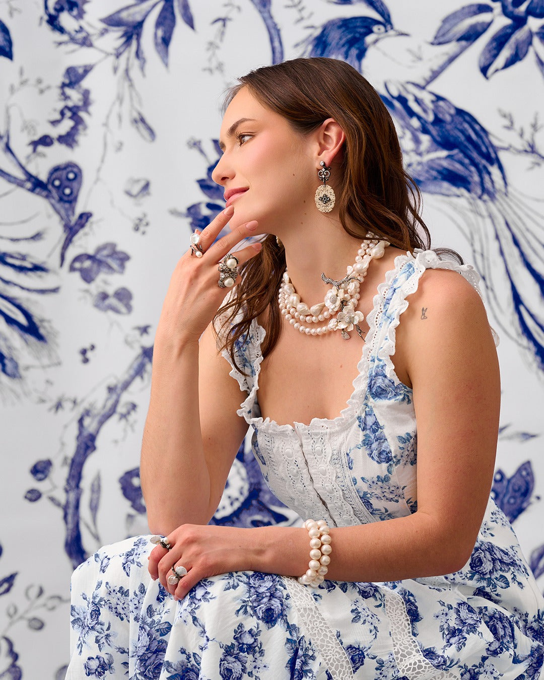 EARRING SILVER CENTER WHITE LECHIN WHITE CZ