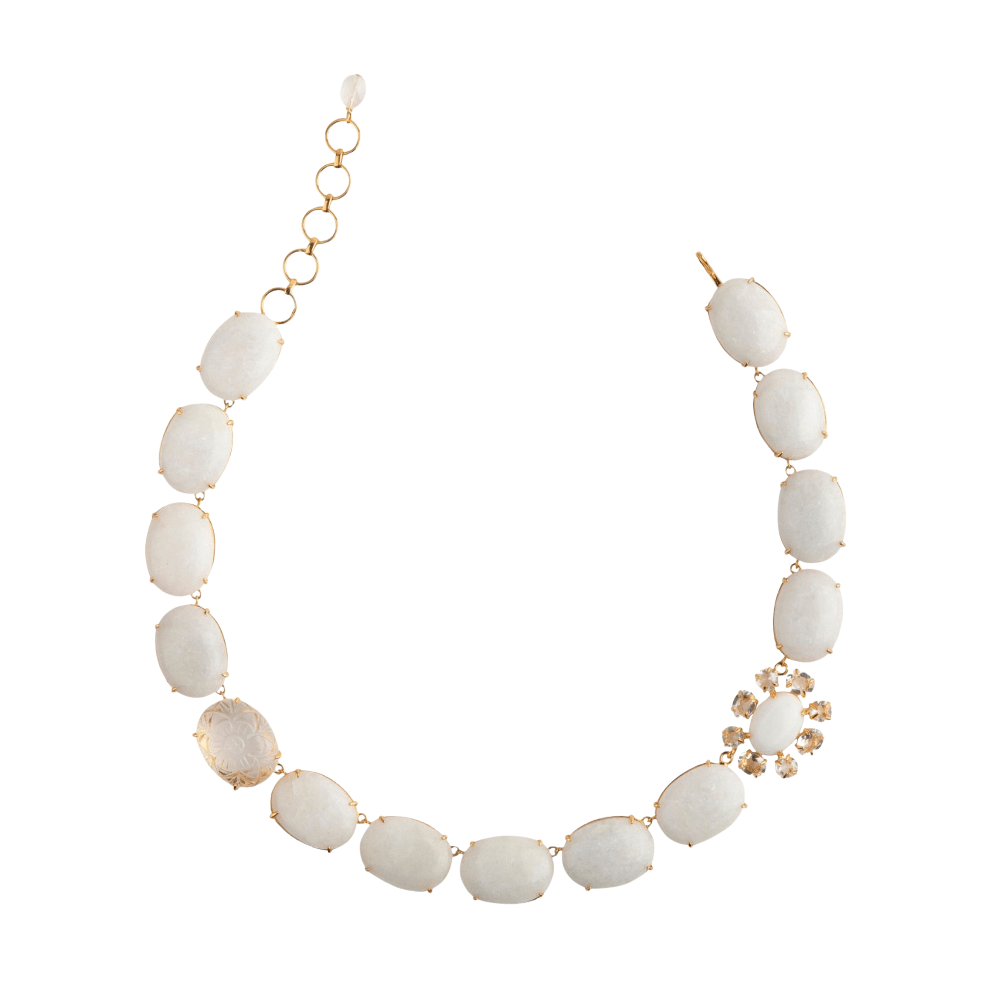 NECKLACE WHITE AGATE & CLEAR QUARTZ - C'SANTOS