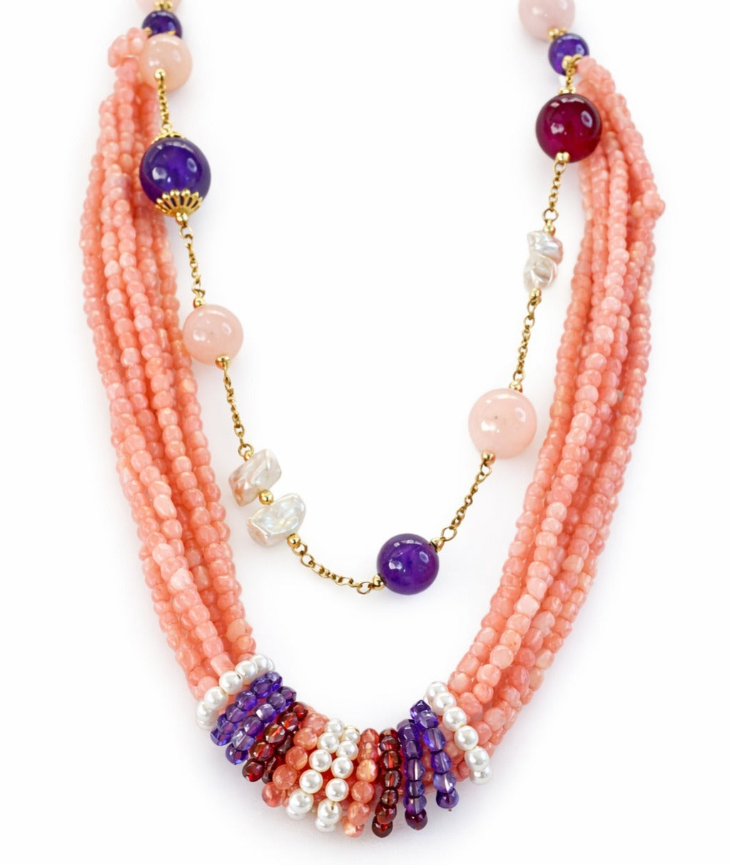 925YG ZIRC AGATA AMETISTA GIADA NECKLACE