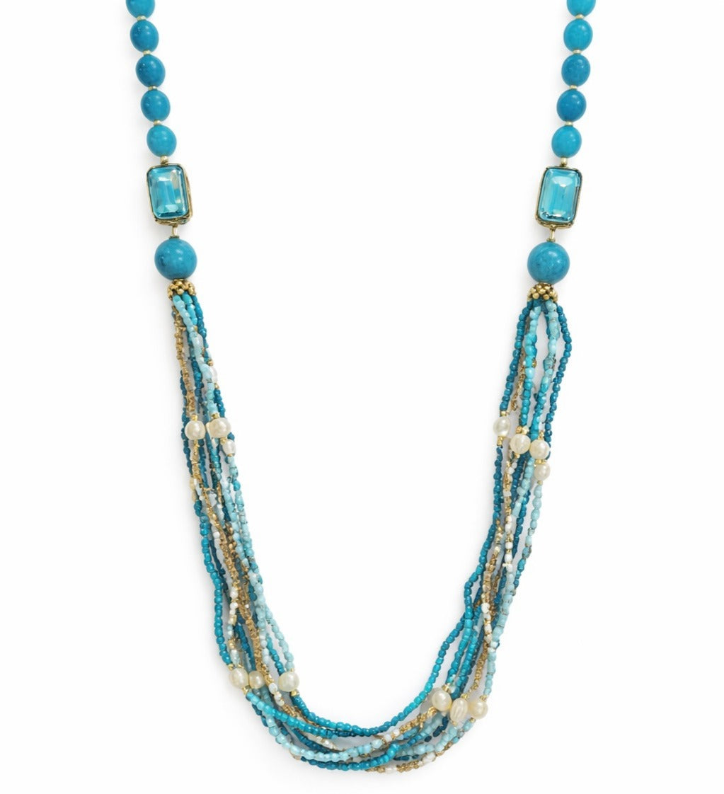 925YG ANGELITE CRISTALLI PERLE NECKLACE