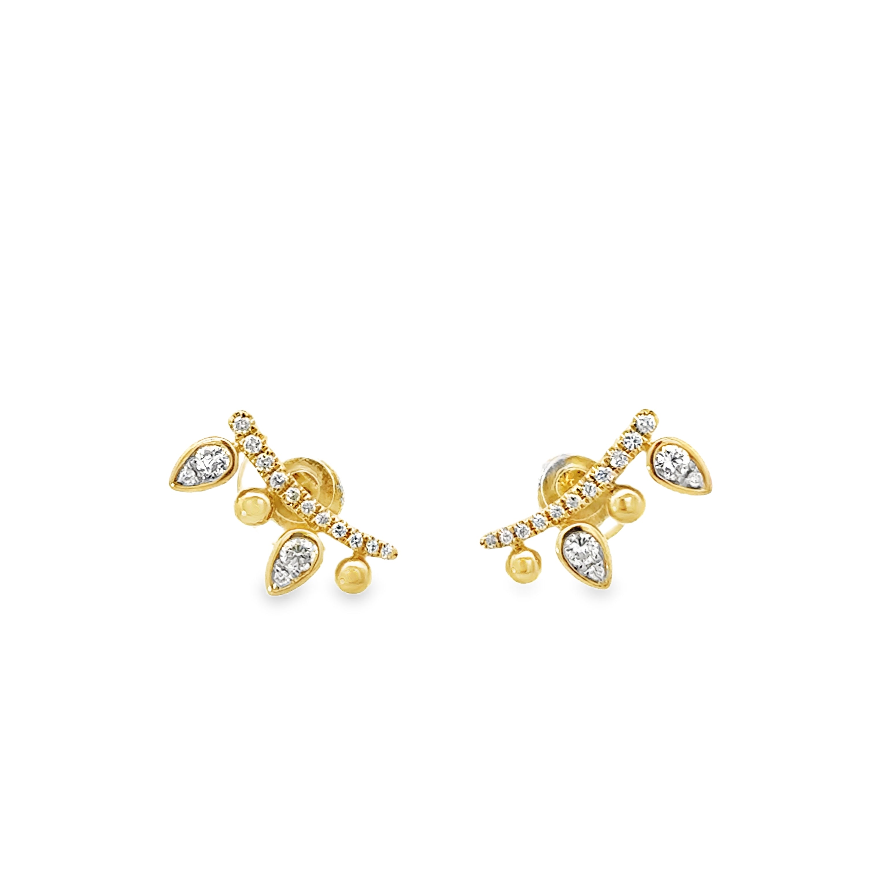 Aretes Corona Curvada en Oro Amarillo 14K