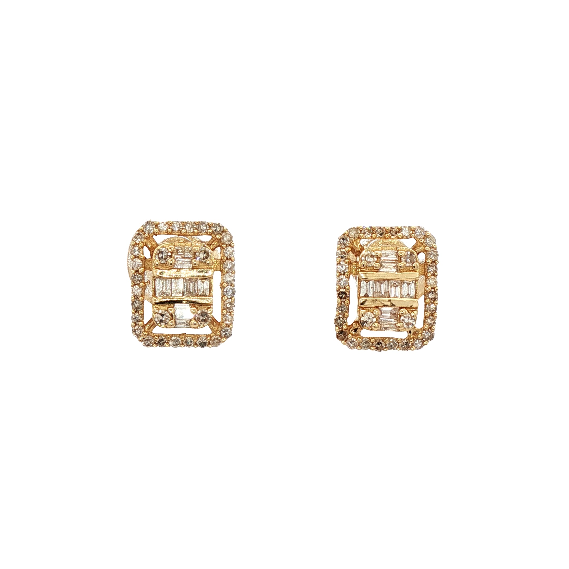 D0.50CT 14KY HALO SQUARE EARRINGS