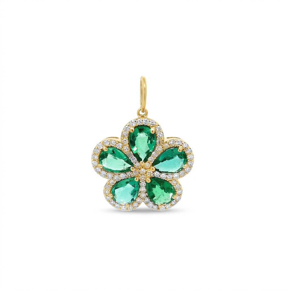 D0.67CT 14KY FLOWER AROUND PAVE CHARM EM3.18CT