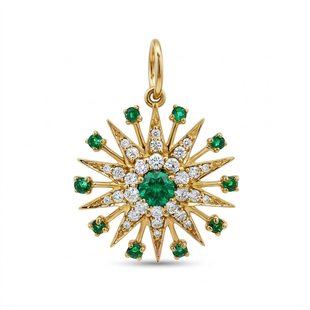 D0.47CT 14KY SUN STAR PAVE CHARM EM0.61CT