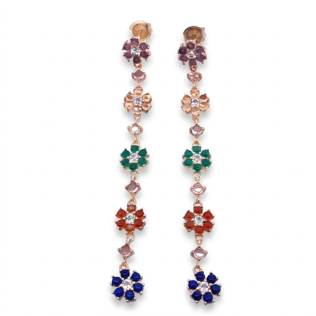 Aretes Florales en Plata 925 con Amatista Natural