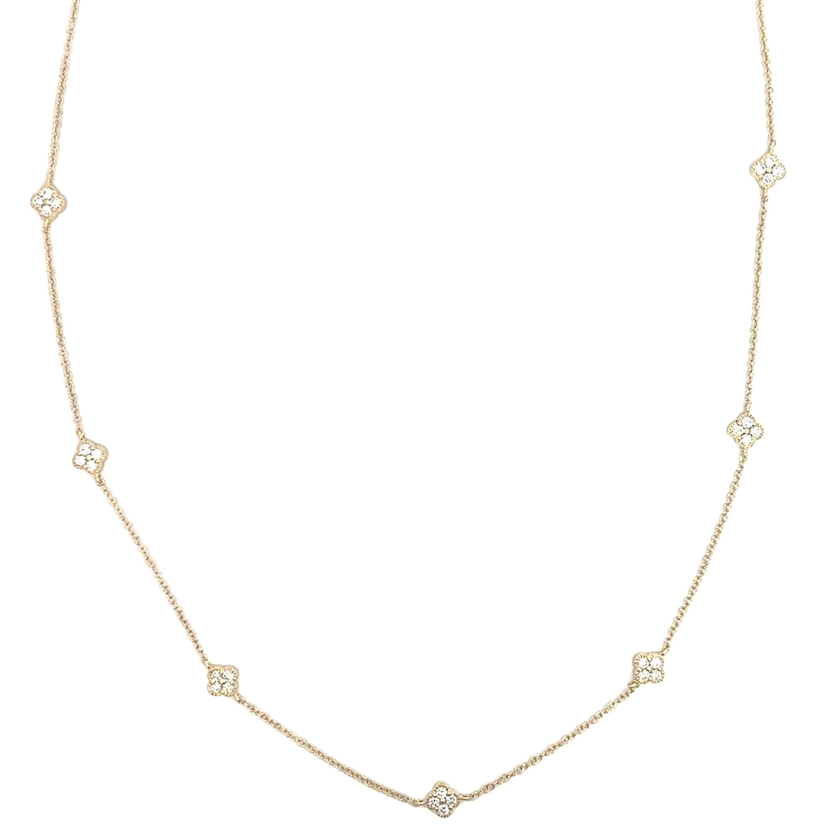 D0.52CT 14KY STATION SEVEN MINI CLOVER NECKLACE