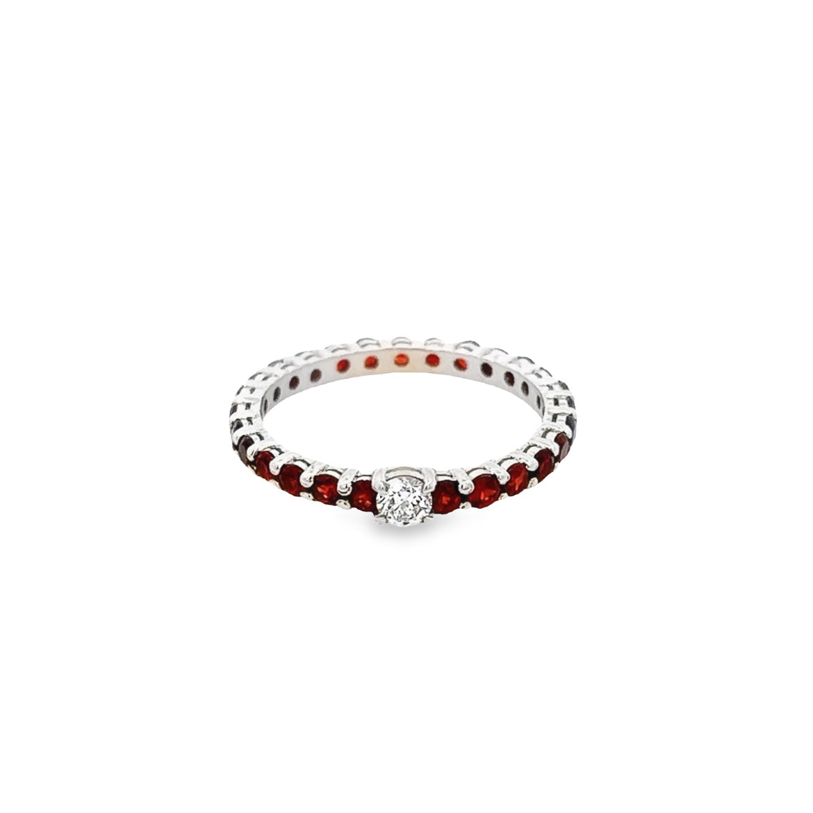 D0.10 CT ANILLO INFINITY DE ORO DE 14KW CON DIAMANTE Y PIEDRAS