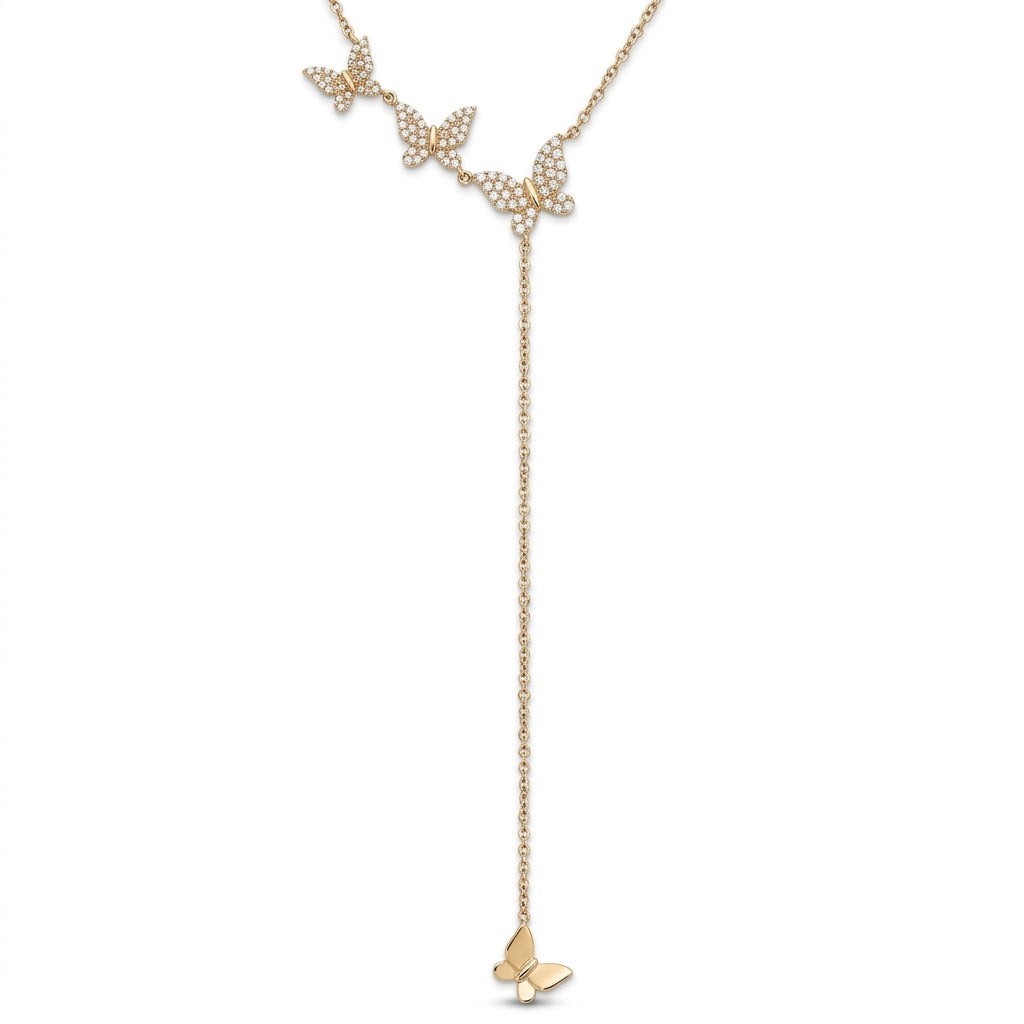 D0.19 14KY BUTTERFLY NECKLACE