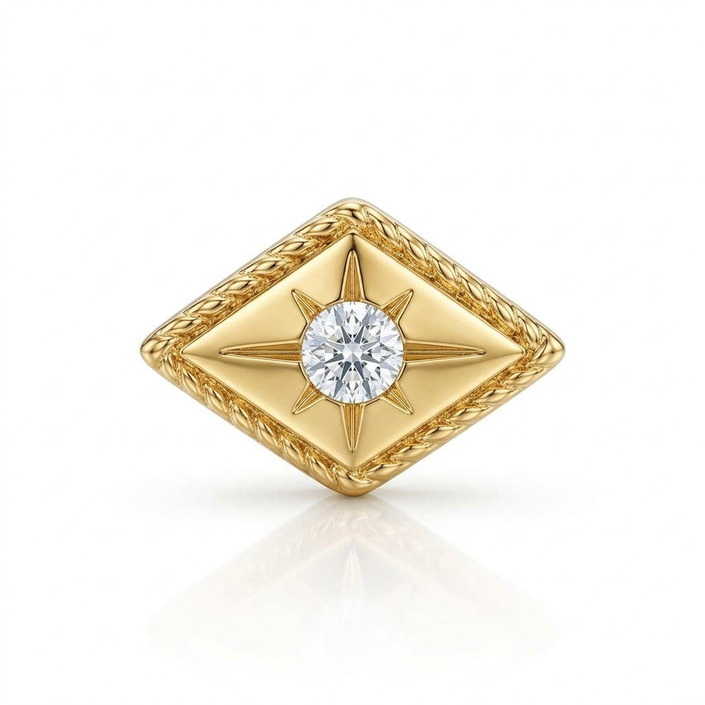 Piercing en Oro Amarillo 14K con Diamante