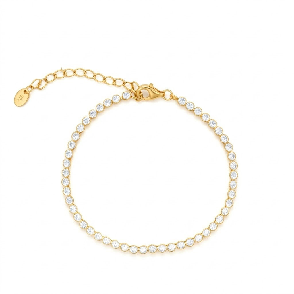 925YG BEZEL TENNIS WHITE CZ BRACELET