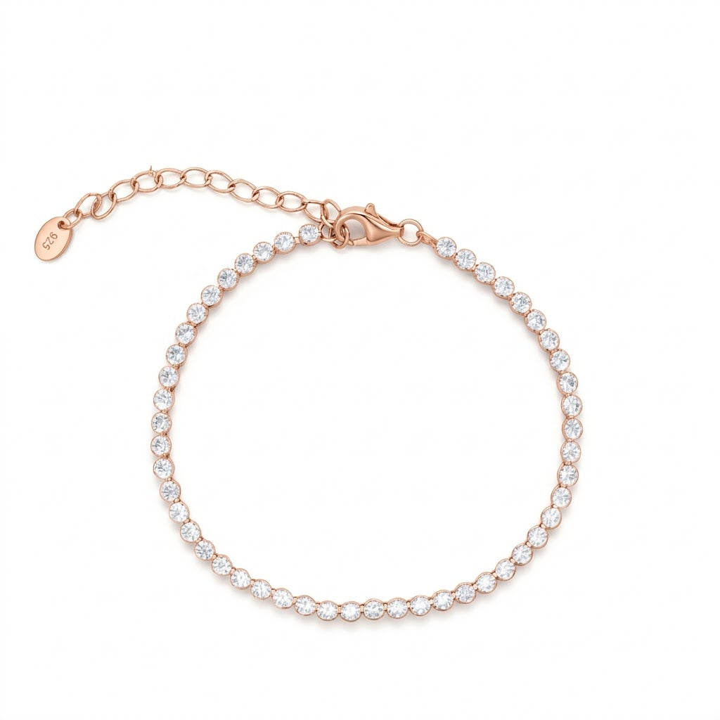 925RG BEZEL TENNIS WHITE CZ BRACELET