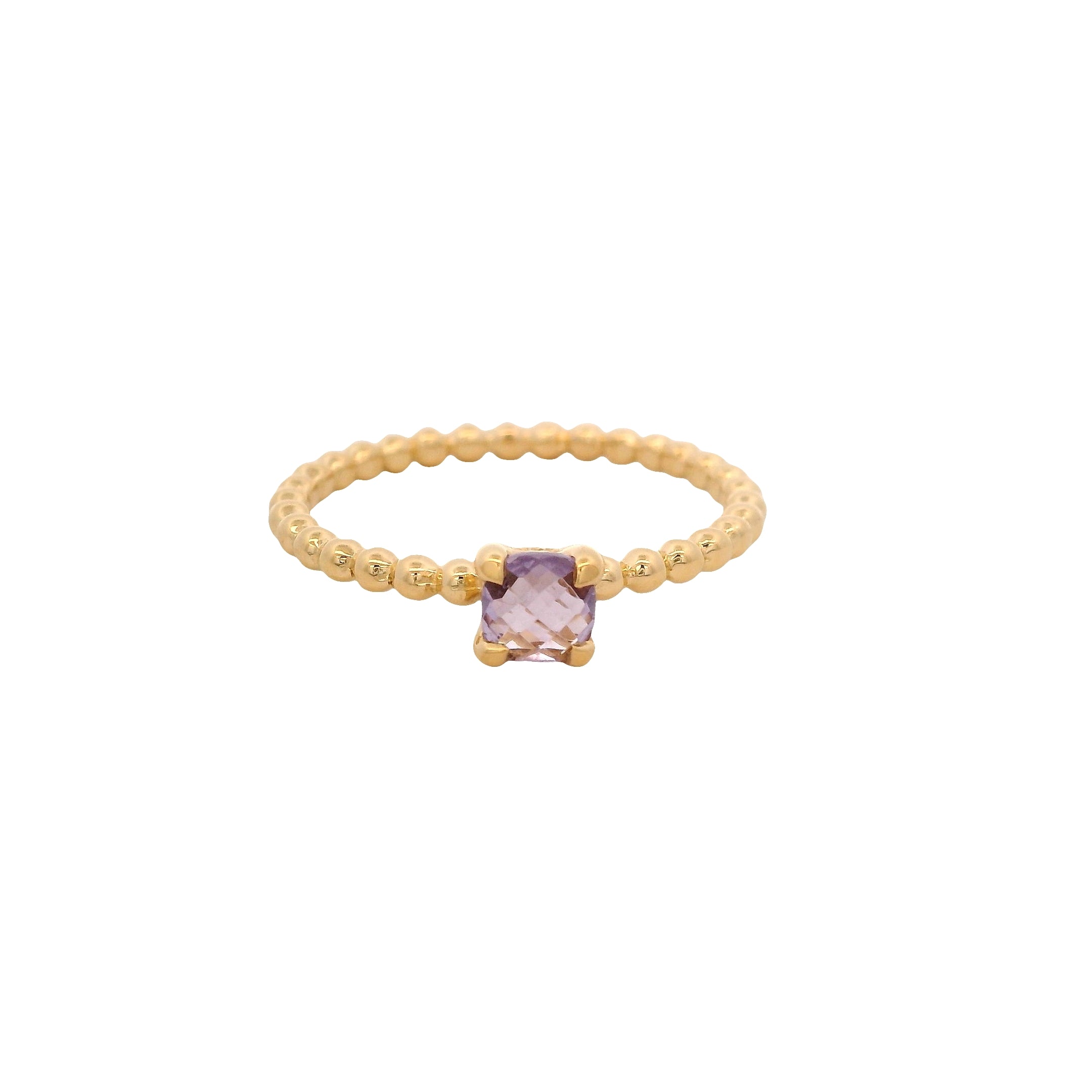 925YG BEANDS AMETHYST SOLITARY RING T6.5