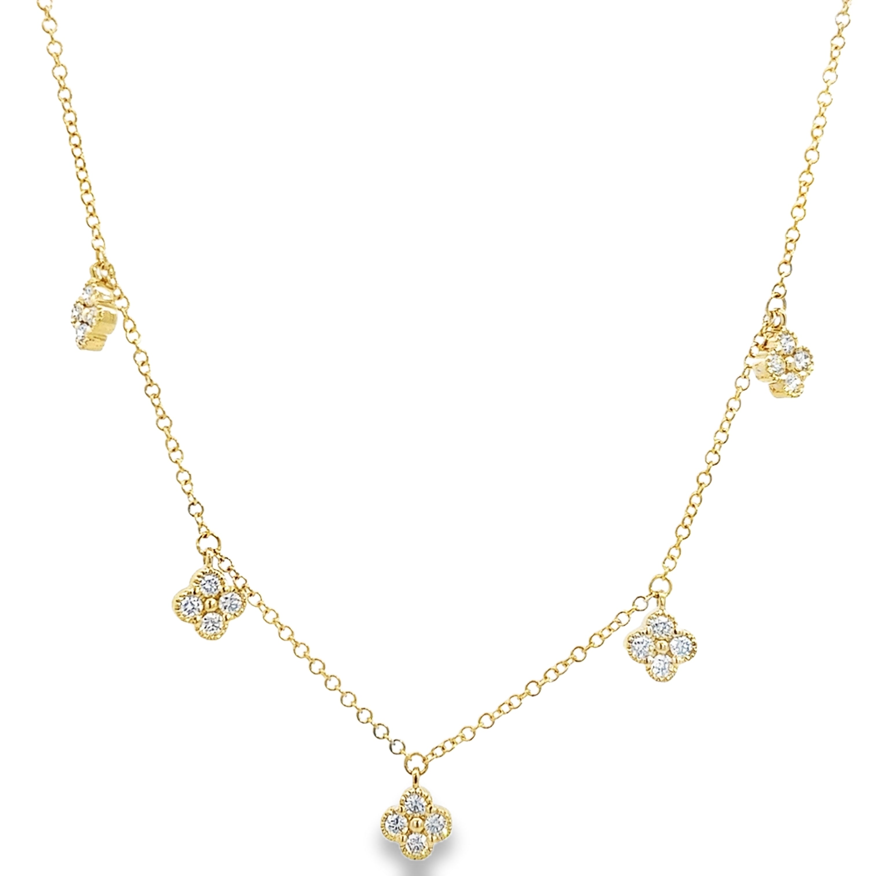 Collar Trébol en Oro Amarillo 14K con Diamantes