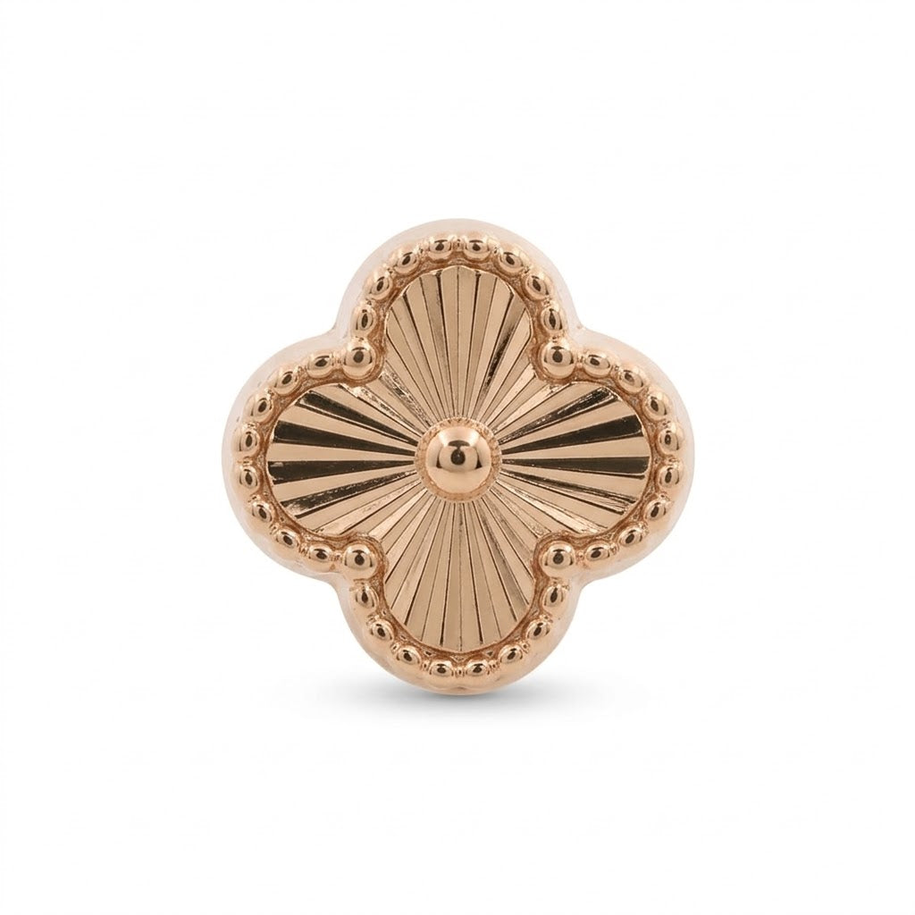 Piercing Trébol Texturizado en Oro Amarillo 14K