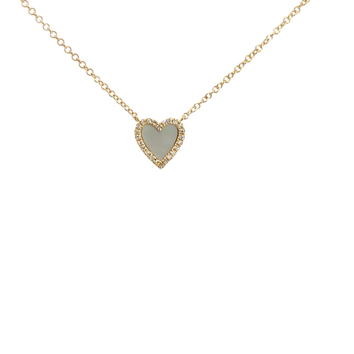 Collar Corazón en Oro Amarillo 14K con Diamante