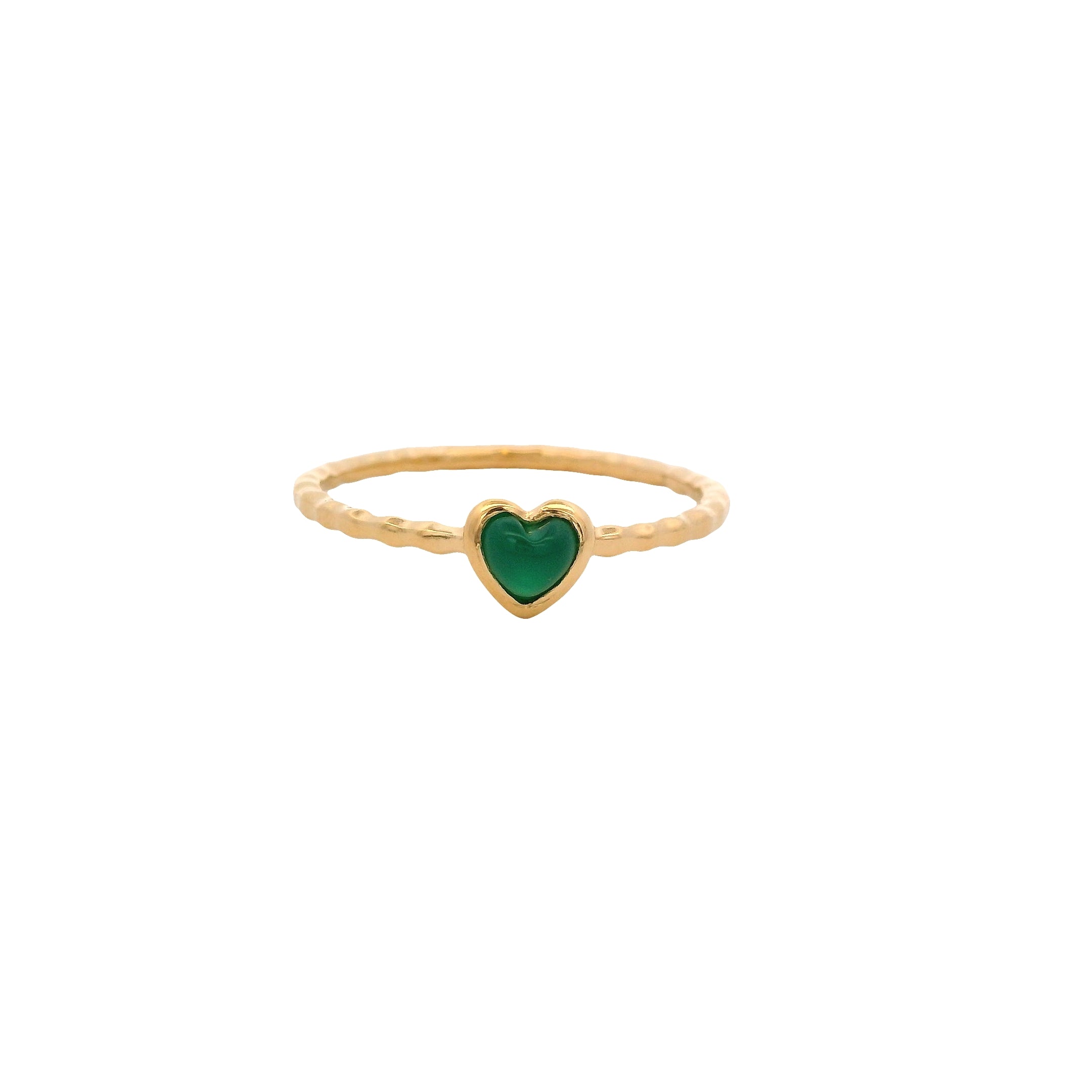 925YG MINI BEZEL HEART ONYX GREEN RING T6.5