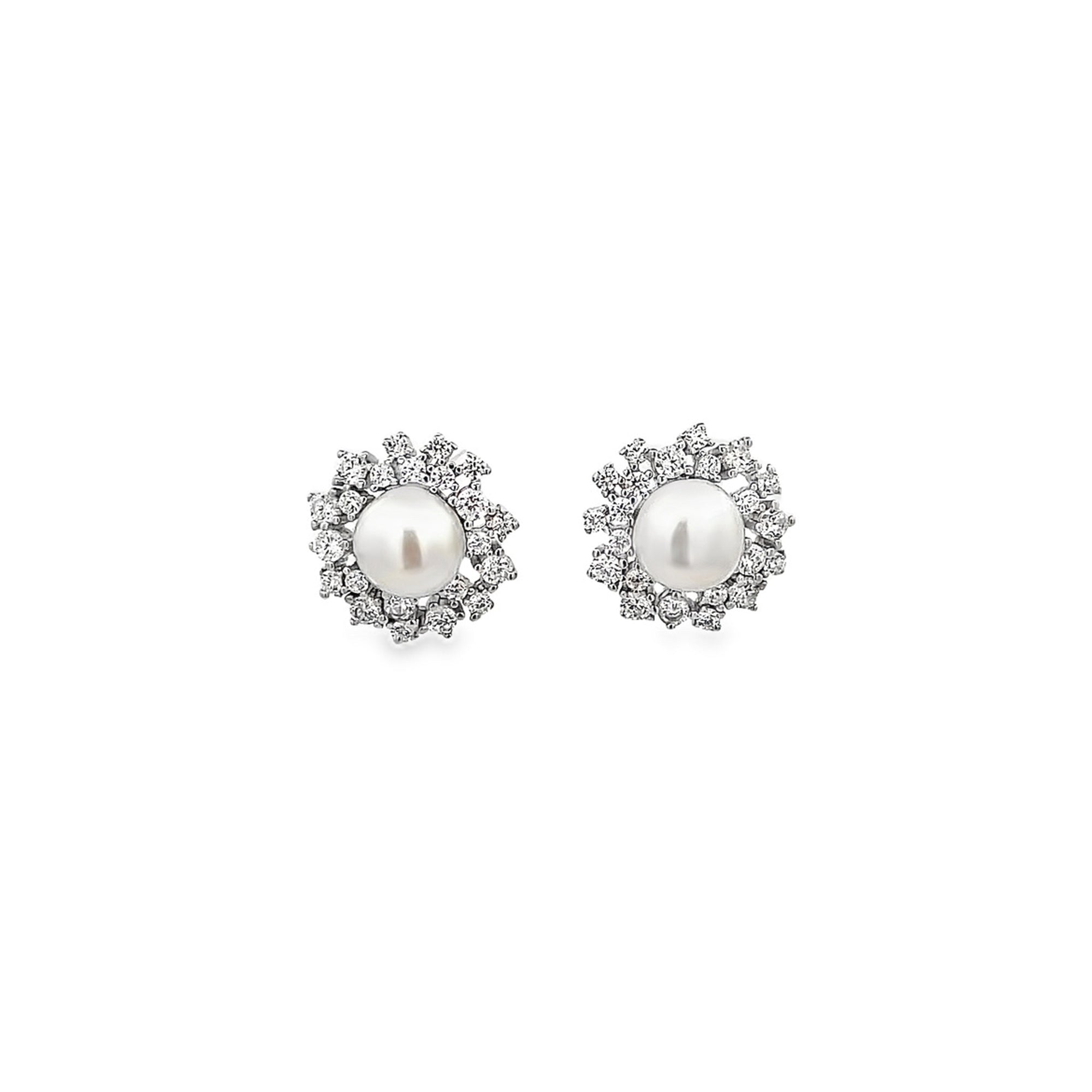 Aretes Florales en Plata 925 con Perla