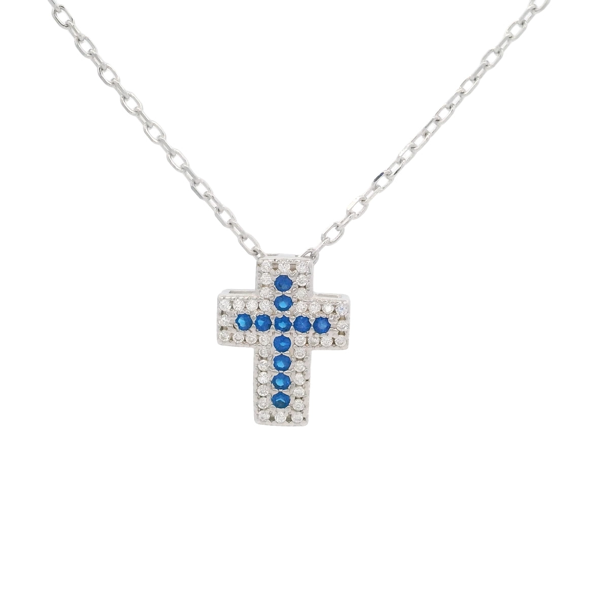Collar Cruz Pavé Multicolor en Plata 925