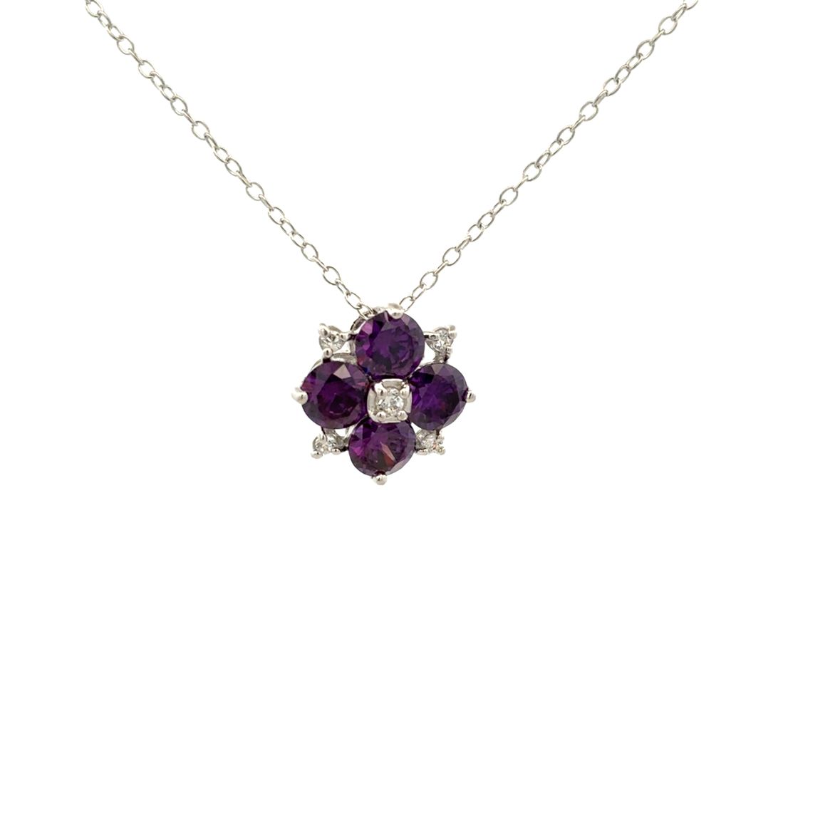 Juego de Flores en Plata 925 y Amatista