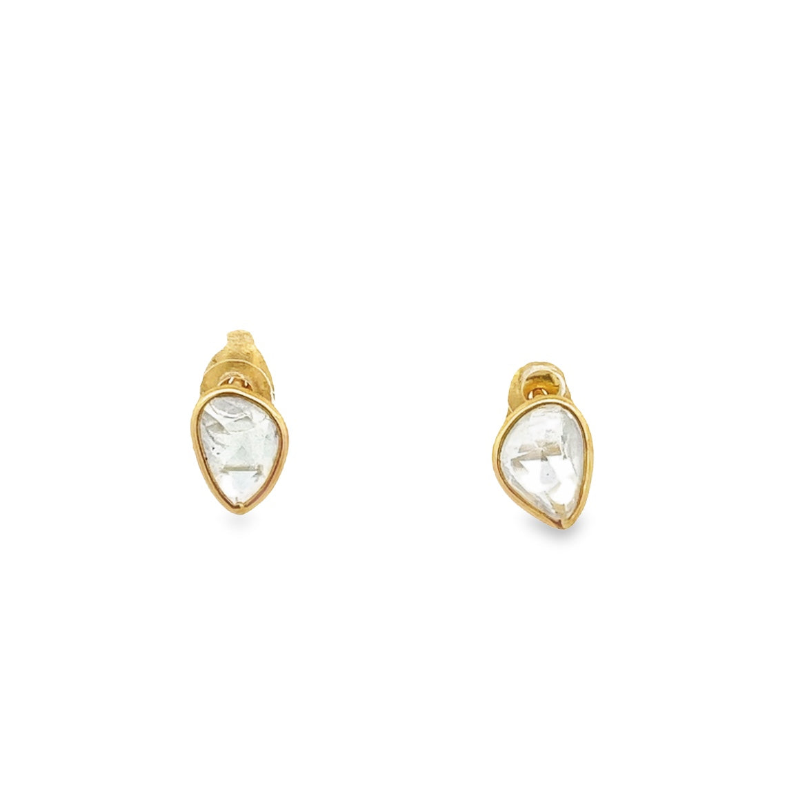 EARRINGS 14K GOLD IRREGULAR WHITE SAPPHIRE