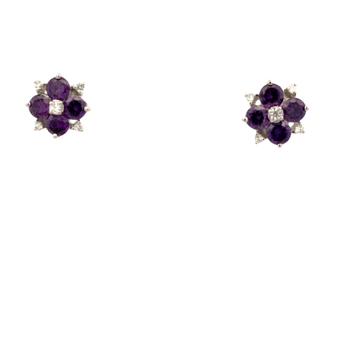 Juego de Flores en Plata 925 y Amatista